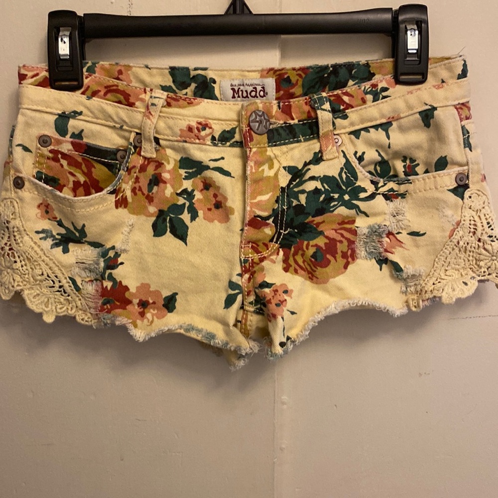 Floral jean shorts